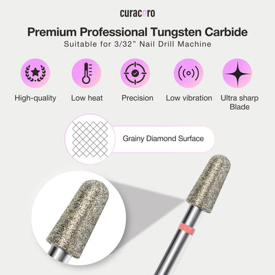 Cuticle Nail Drill Bit - Diamond Drill Bit 4.0mm Conical (Round Shape) - Medium