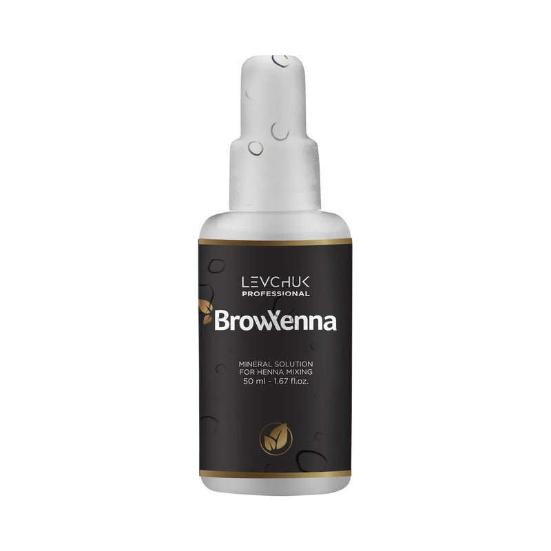 BrowXenna® Brow henna Mineral Solutions for henna mixing bottle 50ml displayed on white background 