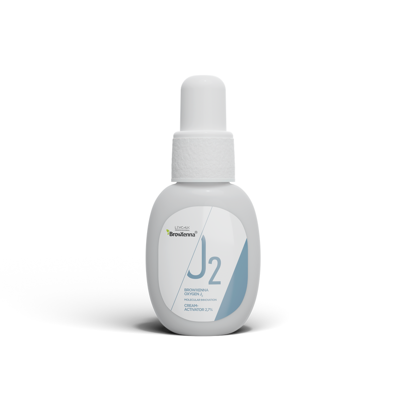 BrowXenna J2 Cream Activator 2.7% in a white bottle 