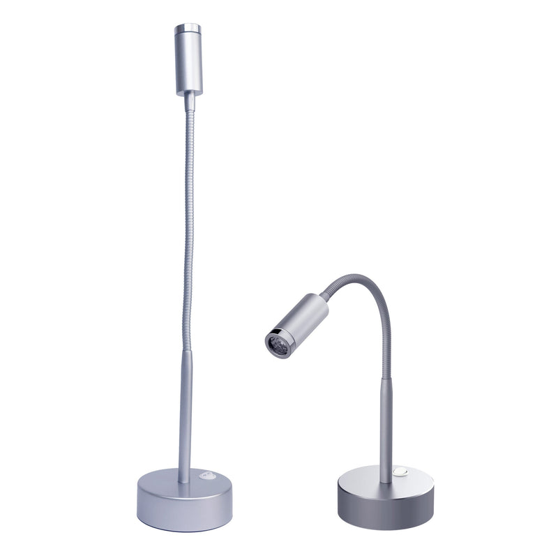 Two views of the Cordless UV/LED Light for Gel Nail Polish, one with the lamp fully extended and one with the lamp bent at an angle.