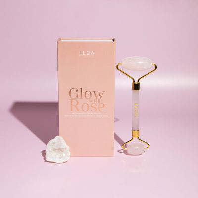 Rodillo facial de cuarzo rosa Glow with rose 