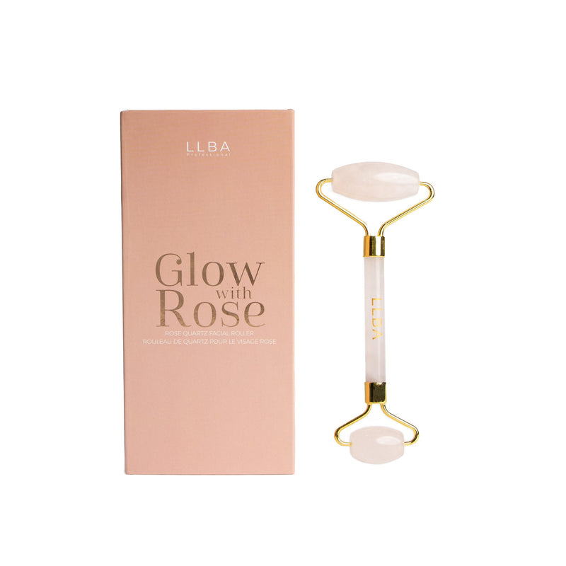 Rodillo facial de cuarzo rosa Glow with rose 