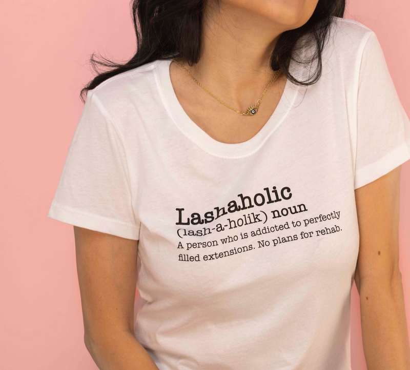 Lashaholic T-Shirt on model&