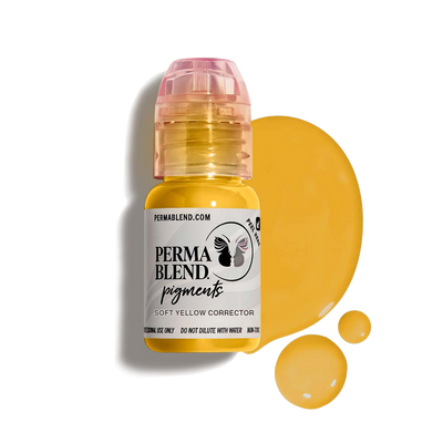 PERMA BLEND soft yellow Corrector bottle on swatch 