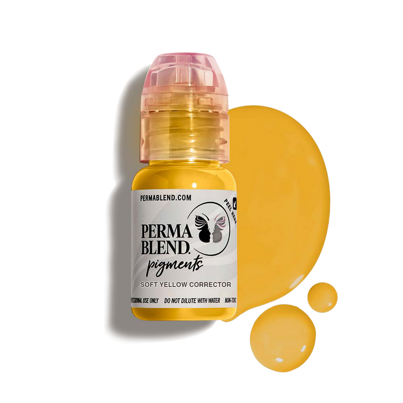 PERMA BLEND soft yellow Corrector bottle on swatch 