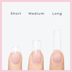Comparison of short, medium, and long nail tips.