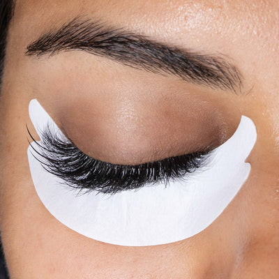 Bio Gel Eye Pad displayed beneath a model's eye