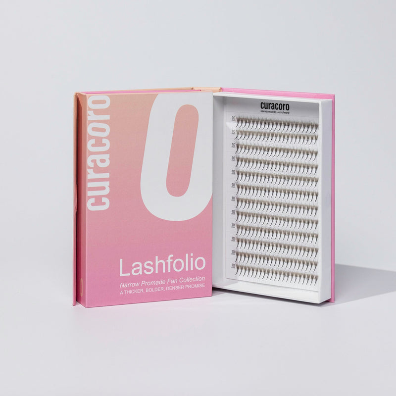 LashFolio Double Layer Lashes Open Tray Over White Background 