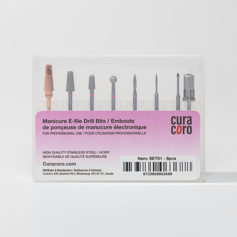 Cuticle Nail Drill Bit Set 1 Case over White Background