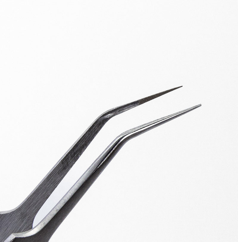 Curacoro Lash Extension Tweezer Silver style close up.