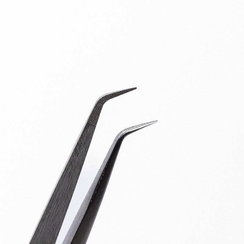 Curacoro Lash Extension Tweezer Silver style close up.