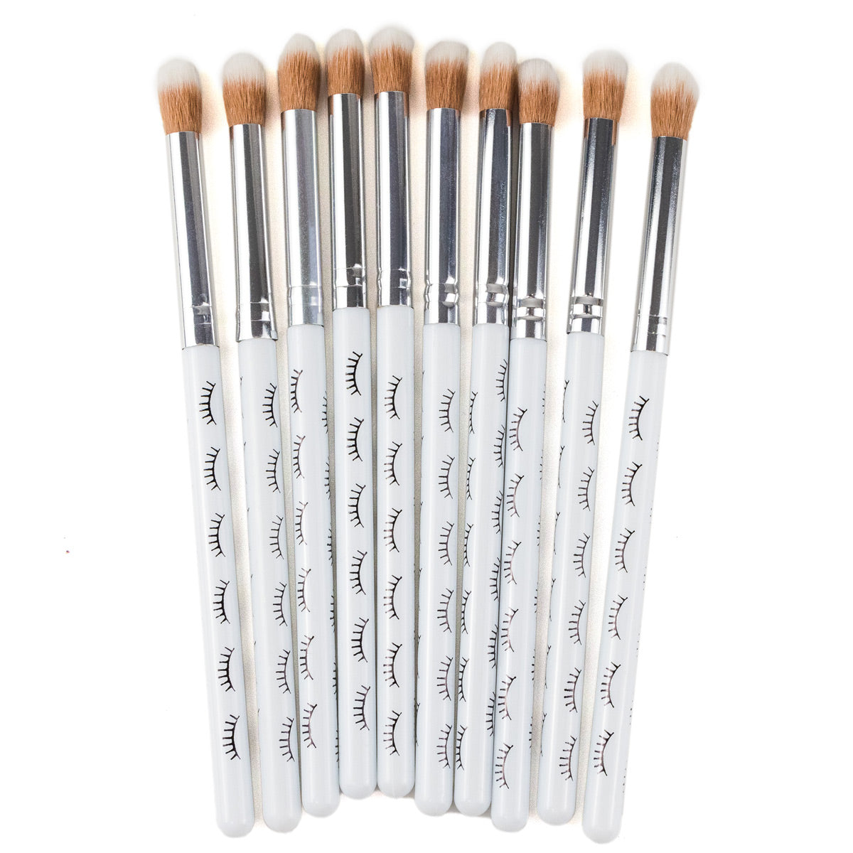 Extended wooden cleansing brush (pack of 10), over white background.