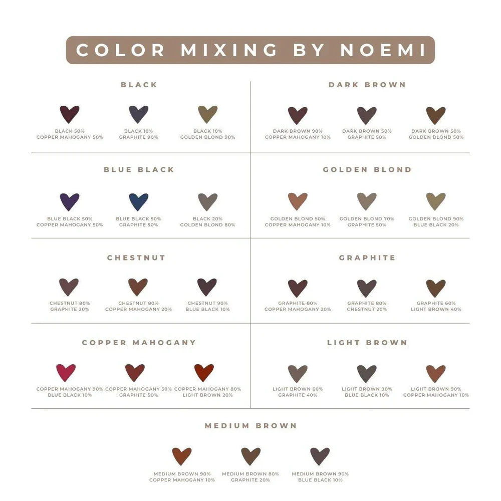 Noemi Hybrid Brow & Lash Dye Color Mixing