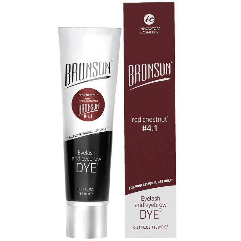 Bronsun Brow and Lash Dye - Red Chestnut product display on a white background. 