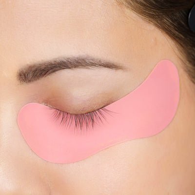 Reusable Silicone Under Eye Pad on model's eye.